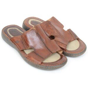 BORN Men's 11M Brown Leather Sandals Slip On Slides Outdoor Walking Comfort